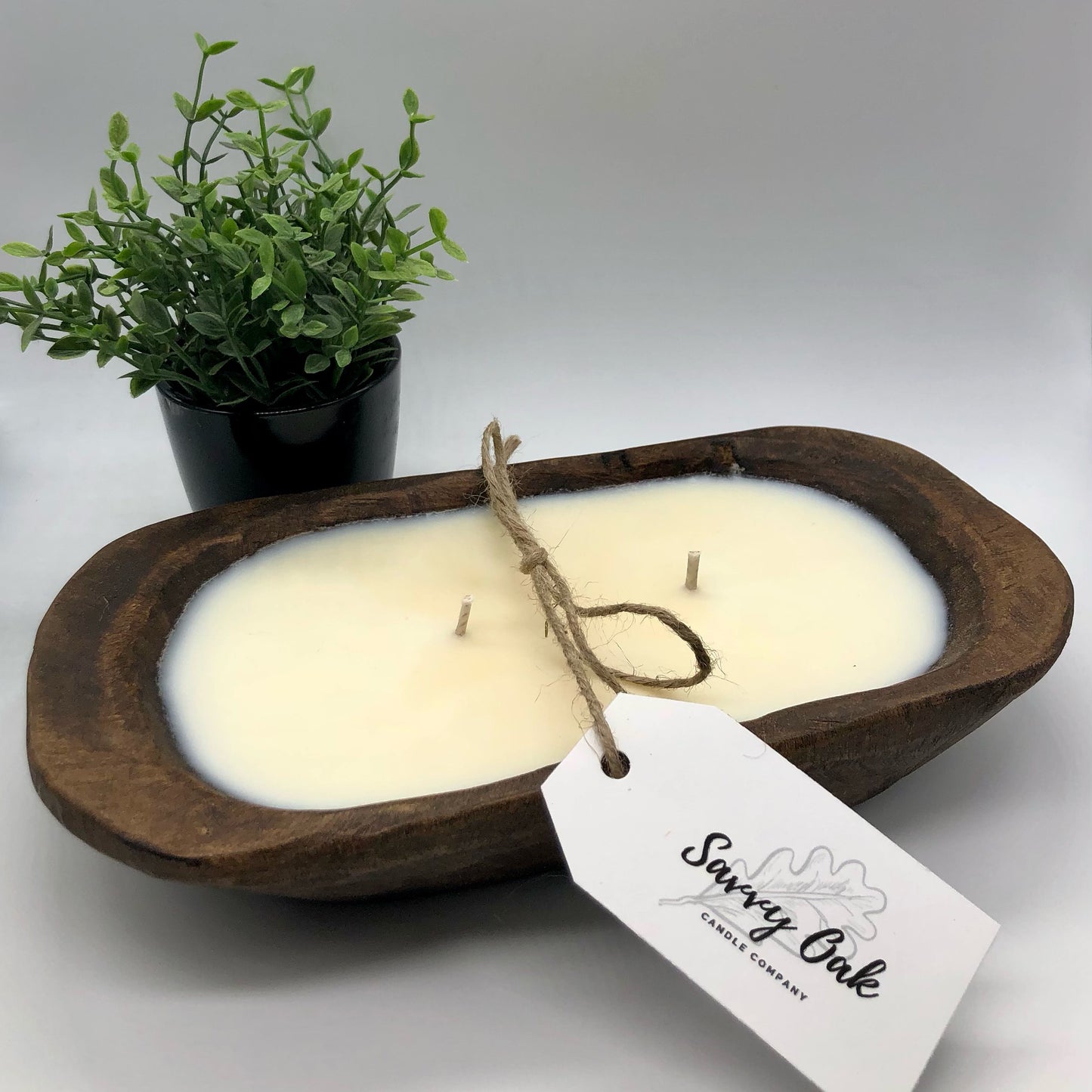 Wood Dough Bowl Candle - 3 wick