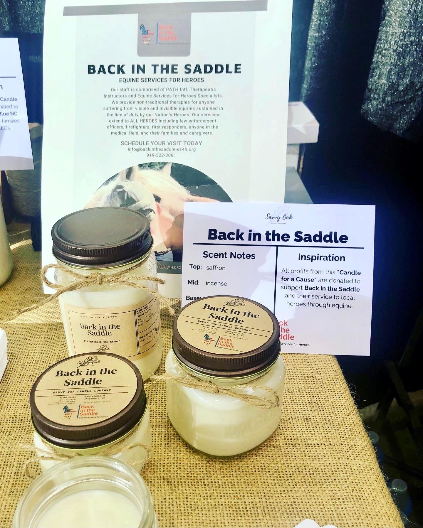 Back in the Saddle Candle for Back in the Saddle - Equine Services for Heroes